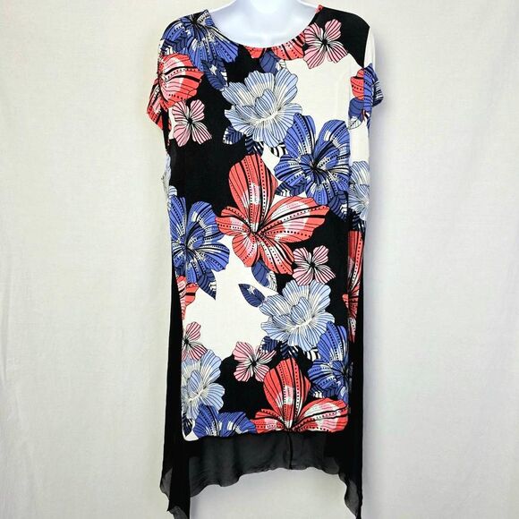 Cupio Colorful Floral Print Tunic Top XL - Picture 4 of 7